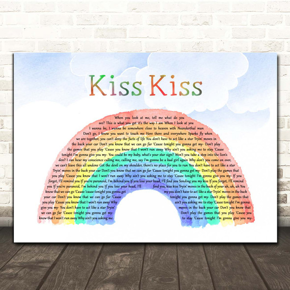 Holly Valance Kiss Kiss Watercolour Rainbow & Clouds Song Lyric Print