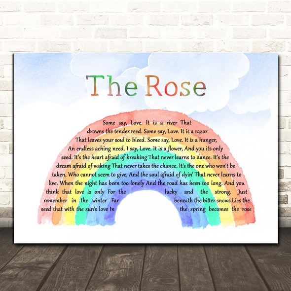 Bette Midler The Rose Watercolour Rainbow & Clouds Song Lyric Print
