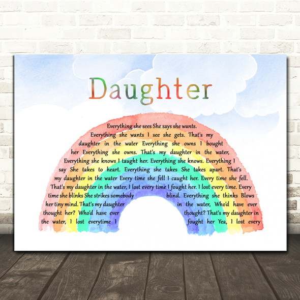 Loudon Wainwright III Daughter Watercolour Rainbow & Clouds Song Lyric Wall Art Print