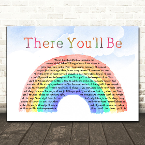 Faith Hill There You'll Be Watercolour Rainbow & Clouds Song Lyric Wall Art Print