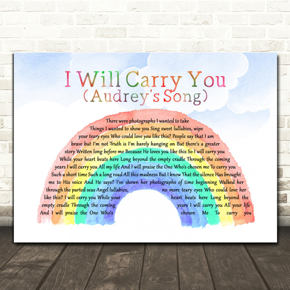 Selah I Will Carry You (Audrey's Song) Watercolour Rainbow & Clouds Song Lyric Music Art Print