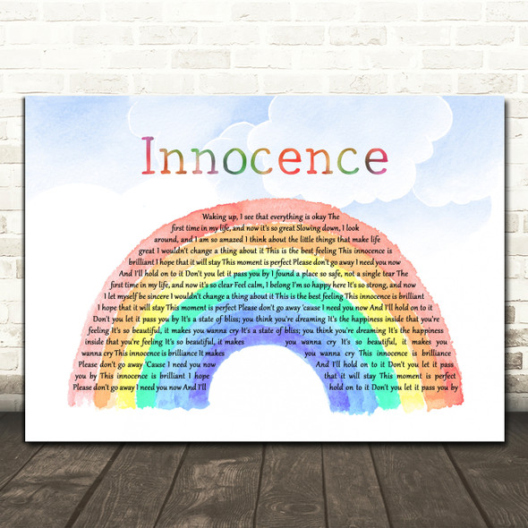 Avril Lavigne Innocence Watercolour Rainbow & Clouds Song Lyric Music Art Print