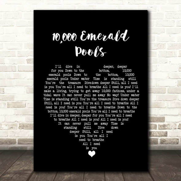 BORNS 10,000 Emerald Pools Black Heart Song Lyric Print