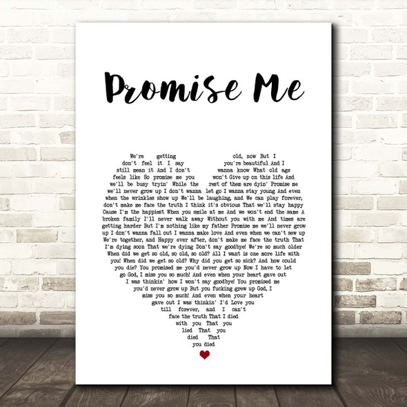 Badflower Promise Me White Heart Song Lyric Print