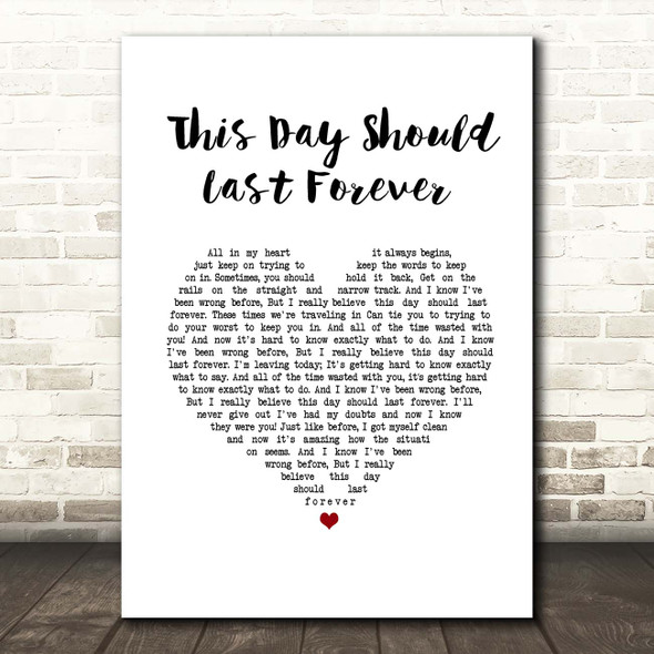 Ocean Colour Scene This Day Should Last Forever White Heart Song Lyric Print