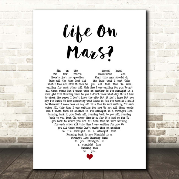 OneRepublic All This Time White Heart Song Lyric Print