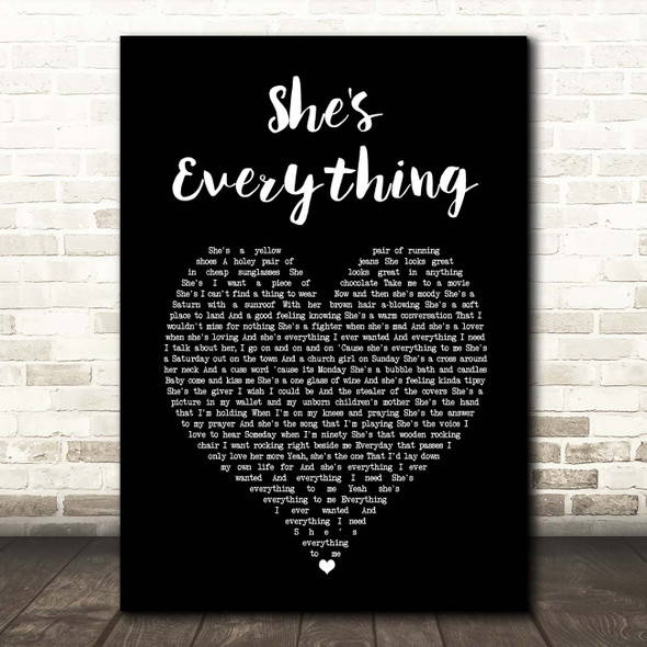 Brad Paisley She's Everything Black Heart Song Lyric Print