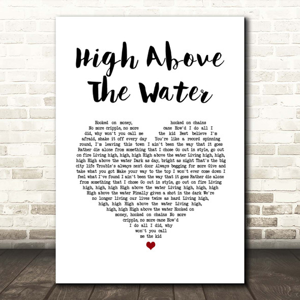 Parker McCollum High Above The Water White Heart Song Lyric Print