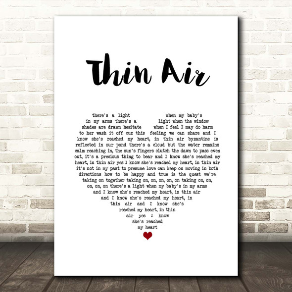 Pearl Jam Thin Air White Heart Song Lyric Print