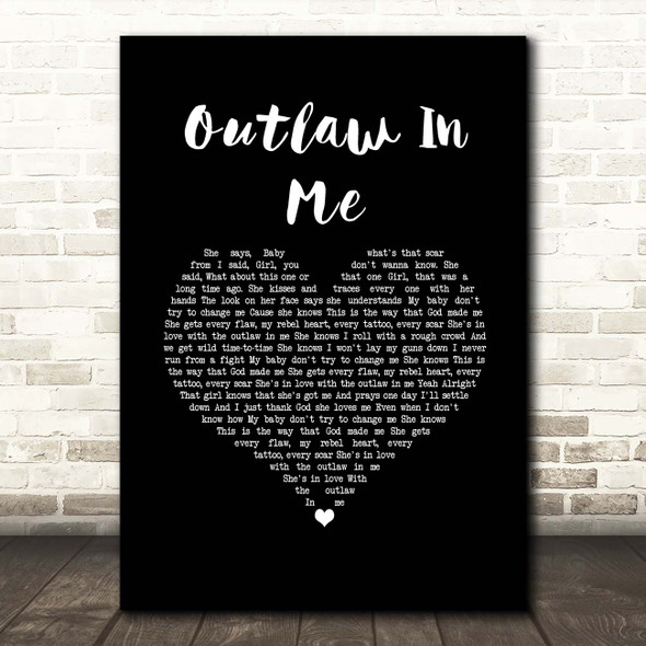 Brantley Gilbert Outlaw In Me Black Heart Song Lyric Print