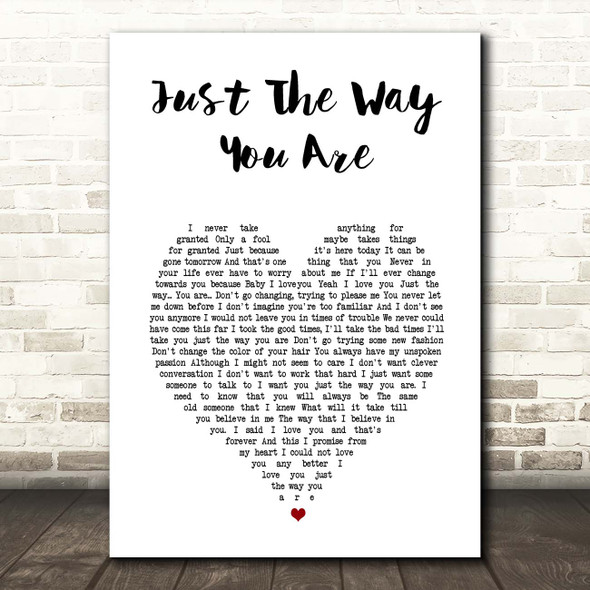 Barry White Just The Way You Are White Heart Song Lyric Print