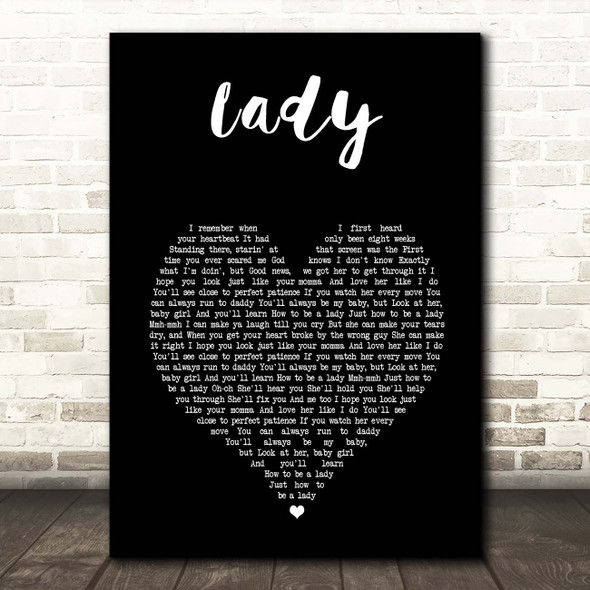 Brett Young Lady Black Heart Song Lyric Print