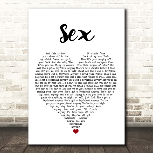 The 1975 Sex White Heart Song Lyric Print