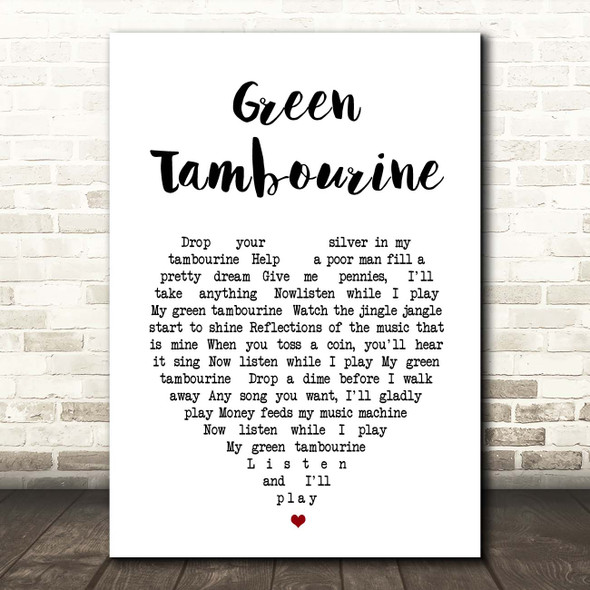 The Lemon Pipers Green Tambourine White Heart Song Lyric Print