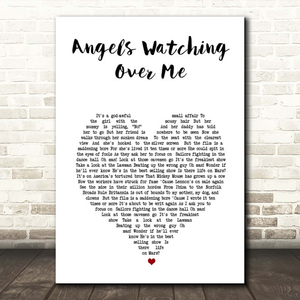 The Oak Ridge Boys Angels Watching Over Me White Heart Song Lyric Print