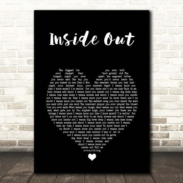 Bryan Adams Inside Out Black Heart Song Lyric Print