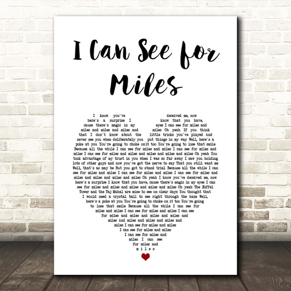 The Who I Can See for Miles White Heart Song Lyric Print