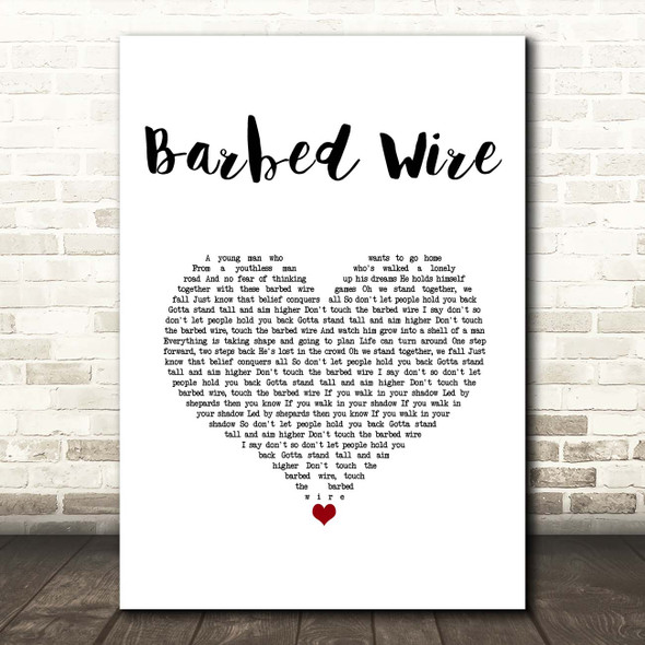 Tom Grennan Barbed Wire White Heart Song Lyric Print