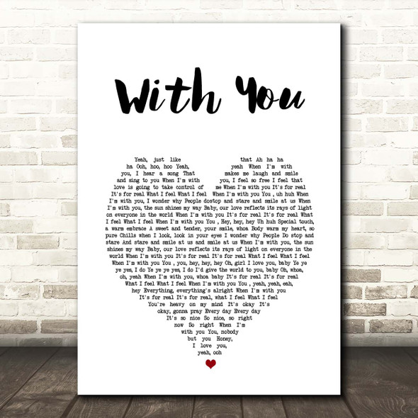 Tony Terry With You White Heart Song Lyric Print