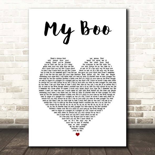 Usher My Boo White Heart Song Lyric Print