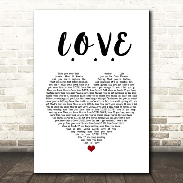 Westlife L.O.V.E White Heart Song Lyric Print