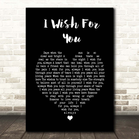 Carl Wilson I Wish For You Black Heart Song Lyric Print