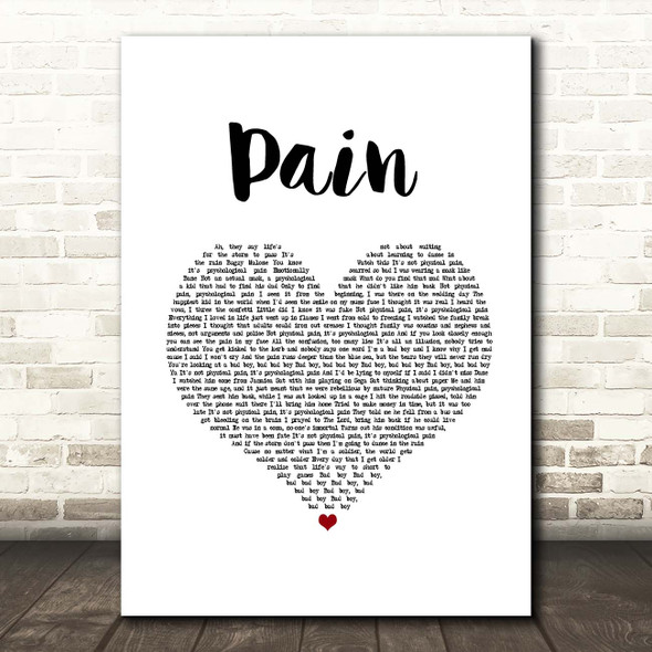 Bugzy Malone Pain White Heart Song Lyric Print
