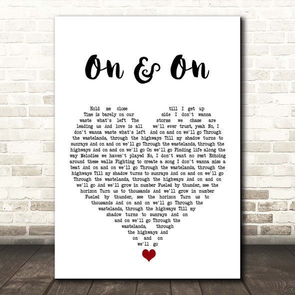 Cartoon On & On White Heart Song Lyric Print