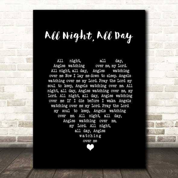 Cedarmont Baby All Night, All Day Black Heart Song Lyric Print