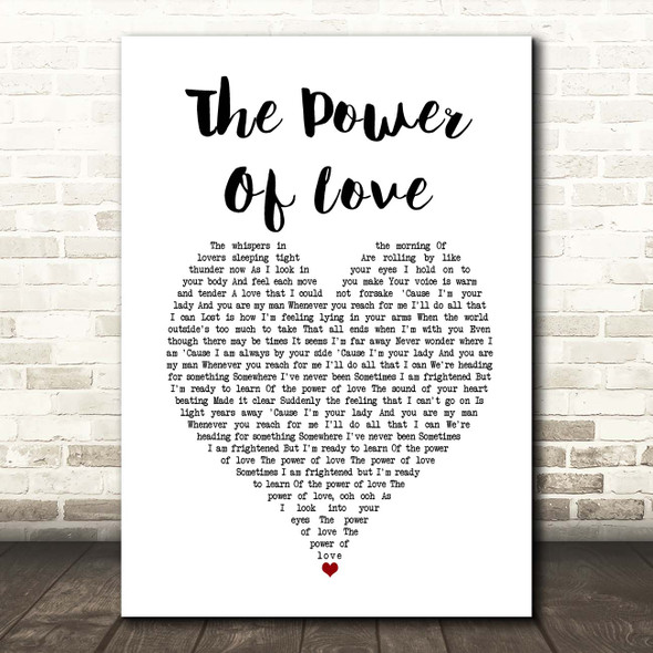 Céline Dion The Power Of Love White Heart Song Lyric Print