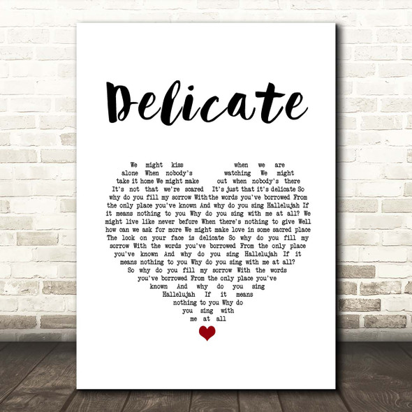 Damien Rice Delicate White Heart Song Lyric Print