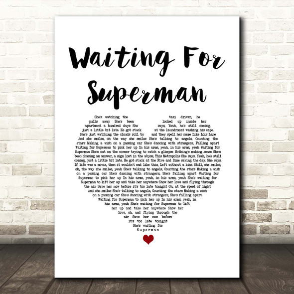 Daughtry Waiting For Superman White Heart Song Lyric Print
