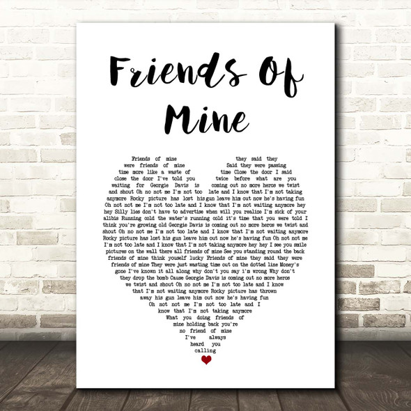 Duran Duran Friends Of Mine White Heart Song Lyric Print