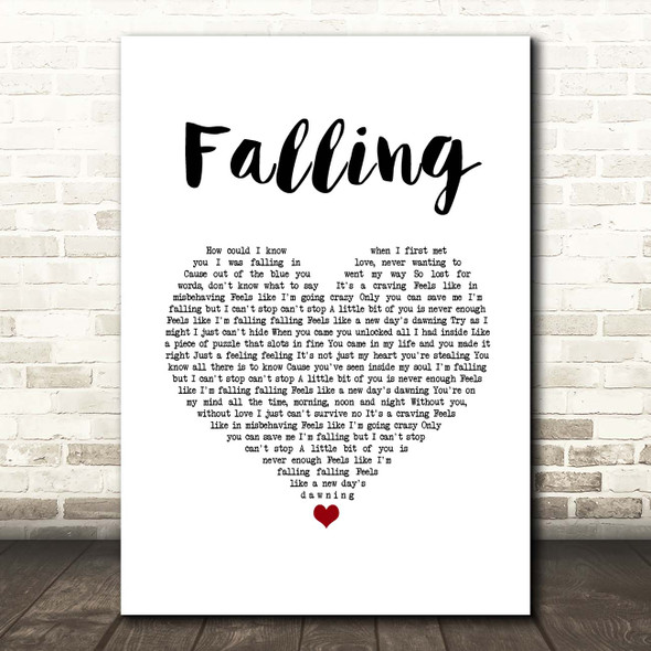 Gabrielle Falling White Heart Song Lyric Print