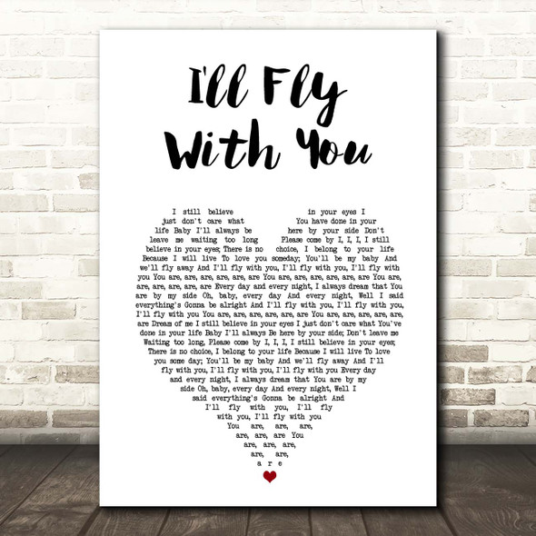 Gigi D'Agostino I'll Fly With You White Heart Song Lyric Print