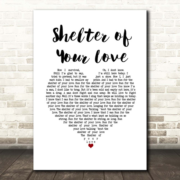 Jimmy Cliff Shelter of Your Love White Heart Song Lyric Print