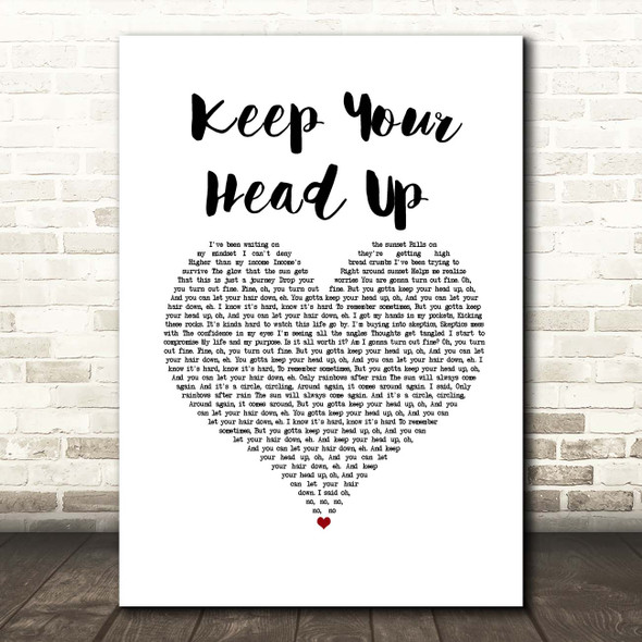 Andy Grammer Keep Your Head Up White Heart Song Lyric Print