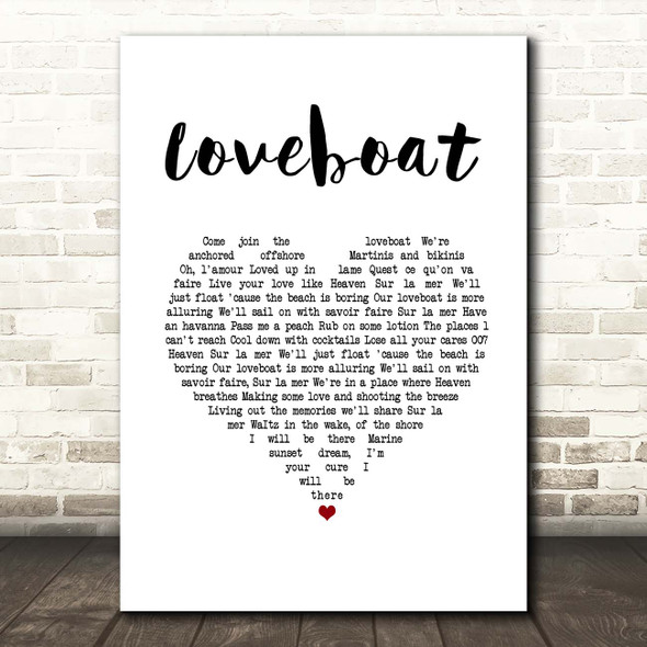 Kylie Minogue Loveboat White Heart Song Lyric Print