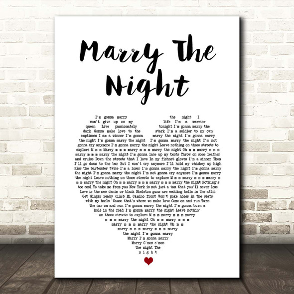 Lady Gaga Marry The Night White Heart Song Lyric Print