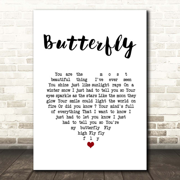 Lenny Kravitz Butterfly White Heart Song Lyric Print