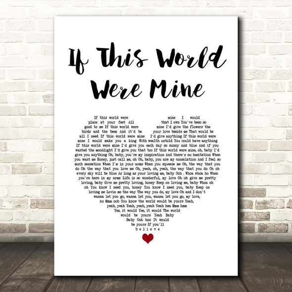 Marvin Gaye & Tammi Terrell If This World Were Mine White Heart Song Lyric Print