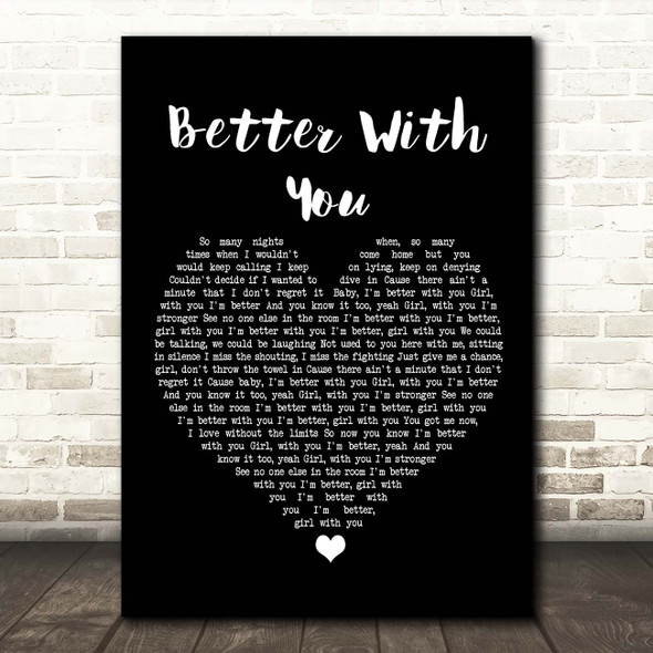Craig David Better With You Black Heart Song Lyric Print