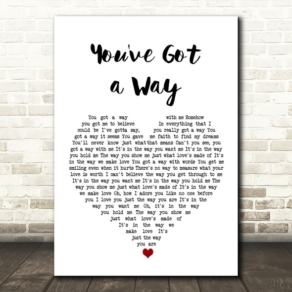 Shania Twain You've Got a Way White Heart Song Lyric Wall Art Print
