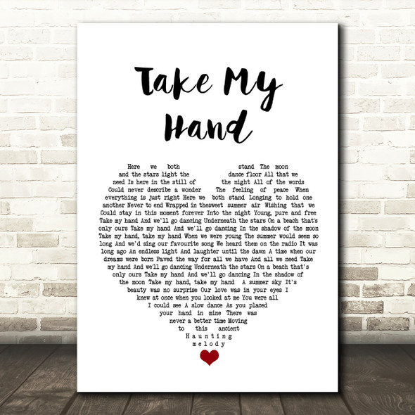 Skerryvore Take My Hand White Heart Song Lyric Wall Art Print