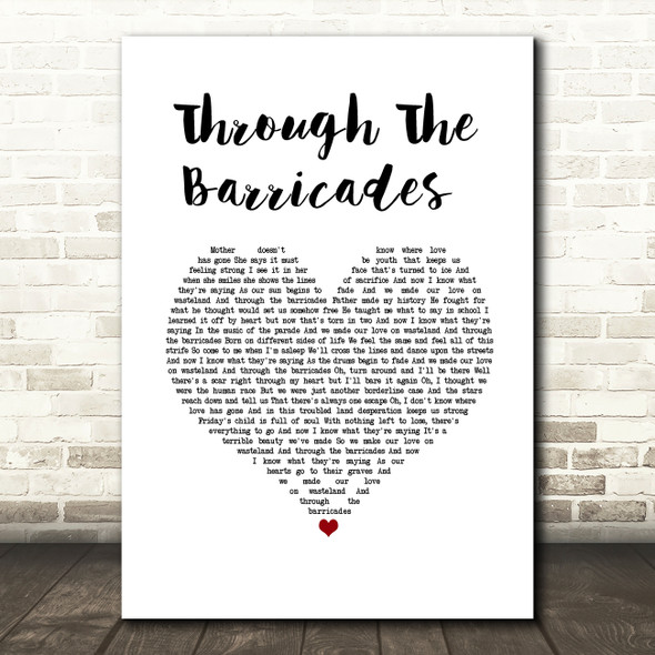 Spandau Ballet Through The Barricades White Heart Song Lyric Wall Art Print
