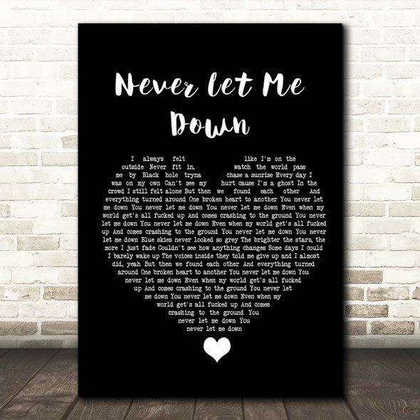 Darren Styles Never Let Me Down Black Heart Song Lyric Print