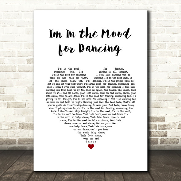 The Nolans I'm In the Mood for Dancing White Heart Song Lyric Wall Art Print