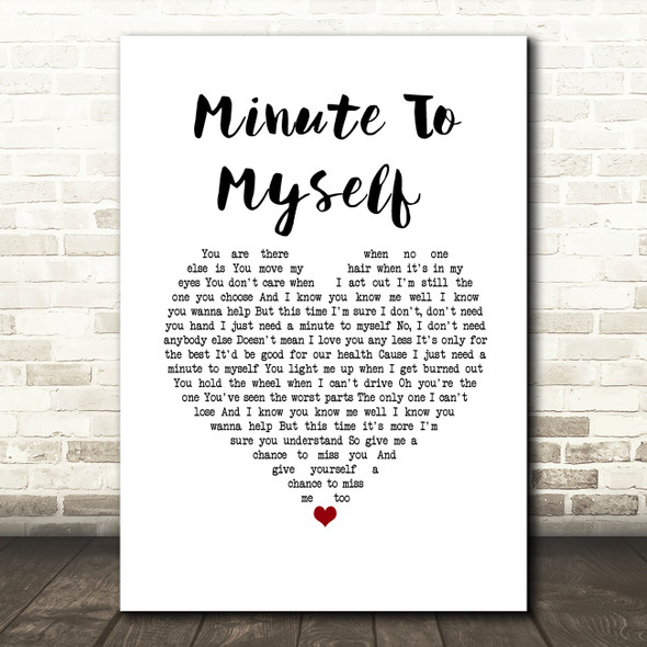 Tori Kelly Minute To Myself White Heart Song Lyric Wall Art Print