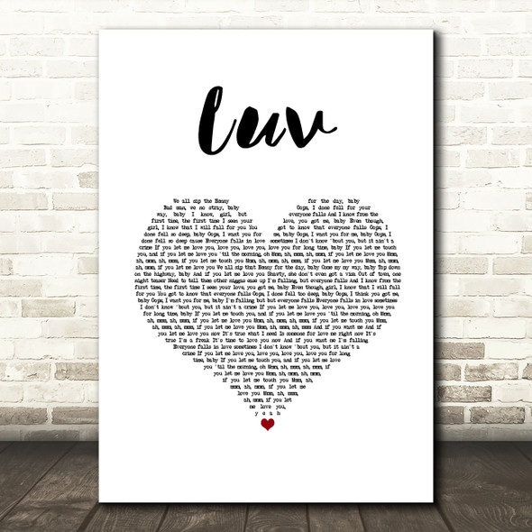 Tory Lanez Luv White Heart Song Lyric Wall Art Print