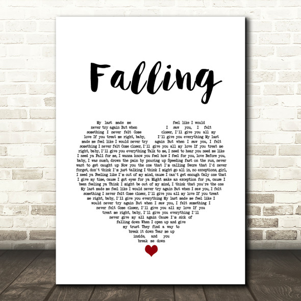 Trevor Daniel Falling White Heart Song Lyric Wall Art Print
